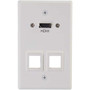 C2G HDMI Pass Through Single Gang Wall Plate with Two Keystones - White - 1-gang - White - Aluminum - 1 x HDMI Port(s) (Fleet Network)