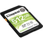 Kingston Canvas Select Plus SDS2 512 GB Class 10UHS-I U3 SDXC - 1 Pack - 100 MBs Read - 85 MBs Write - Lifetime Warranty SDS2512GB