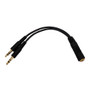 6 inch Molded 3.5mm Female to 2x 3.5mm Male Audio Cable