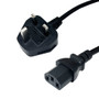 BS1363 (UK) to IEC-C13 - H05VV-F 1.0 (10A 250V) Power Cable - 1m