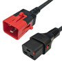 Dual Locking C19 to C20 Universal Power Cable - 14AWG H05VV-F 1.5 (16A 250V) - SJT Jacket - 3ft