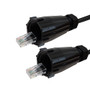 RJ45 Male with IP68 Shroud to RJ45 Male with IP68 Shroud Cat6a UTP Outdoor UV / Direct Burial Patch Cable - Black - 1ft