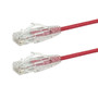 Cat6a UTP 10GB Ultra-Thin Patch Cable - Premium Fluke Patch Cable Certified - CMR Riser Rated - Red - 3ft