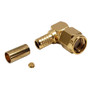 SMA Reverse Polarity Male Right Angle Crimp Connector for RG58 (LMR-195) 50 Ohm - Gold
