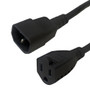 NEMA 5-15R to IEC C14 Power Cable - SJT Jacket - 1ft - 16AWG