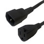 NEMA 5-15R to IEC C14 Power Cable - SJT Jacket - 3ft - 14AWG