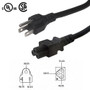 5-15P to C5 (Three Prong) Power Cable - SJT Jacket - 12ft - 18AWG