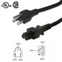 5-15P to C5 Three Prong Power Cable - SJT Jacket - 12ft - 18AWG