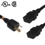 NEMA L6-30P to 2x IEC C19 Power Splitter Cable - 10AWG/12AWG SJT - Black - 1ft - 10AWG