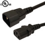 IEC C13 to IEC C14 Power Cable - SJT Jacket - 16AWG (13A 250V) - 2.5ft - Black