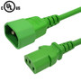 IEC C13 to IEC C14 Power Cable - SJT Jacket - 18AWG (10A 250V) - Green - 4ft