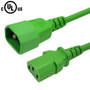 IEC C13 to IEC C14 Power Cable - SJT Jacket - 14AWG 15A 250V - Green - 3ft