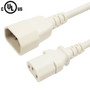 IEC C13 to IEC C14 Power Cable - SJT Jacket - 14AWG (15A 250V) - White - 2ft