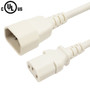 IEC C13 to IEC C14 Power Cable - SJT Jacket - 18AWG (10A 250V) - White - 4ft