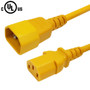 IEC C13 to IEC C14 Power Cable - SJT Jacket - 18AWG (10A 250V) - Yellow - 4ft