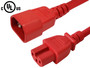 IEC C14 to IEC C15 Power Cable - 14AWG (15A 250V) - SJT Jacket - Red - 2ft