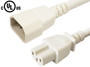 IEC C14 to IEC C15 Power Cable - 14AWG 15A 250V - SJT Jacket - White - 3ft