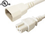 IEC C14 to IEC C15 Power Cable - 14AWG (15A 250V) - SJT Jacket - White - 10ft