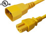 IEC C14 to IEC C15 Power Cable - 14AWG (15A 250V) - SJT Jacket - Yellow - 6ft