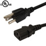 NEMA 5-15P to IEC C13 Power Cable - SJT Jacket - Black - 12ft - 14AWG