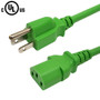 NEMA 5-15P to IEC C13 Power Cable - SJT Jacket - Green - 2ft - 18AWG