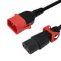 IEC LOCK C13 Slimline to C14 Dual Locking Universal Power Cable - H05VV-F / SJT Jacket - 1.0MM²  / 17AWG - 2ft