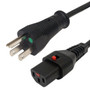 Hospital Grade 5-15P to Locking C13 Power Cable - SJT - 6ft - 18AWG