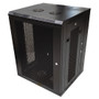 Wall Mount Swing-Out Cabinet 15U x 18.5" Usable Depth - Perforated Doors - Black