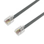 RJ11 Modular Telephone Cable Cross-Wired 6P4C - 28AWG - 7ft - Silver