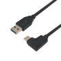 USB 3.1 Type-C Right/Left Angle Male Cable to A Straight Male - Black - 3ft