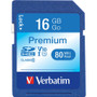 Verbatim 16GB Premium SDHC Memory Card, UHS-I V10 U1 Class 10 - 45 MB/s Read - Lifetime Warranty (Fleet Network)