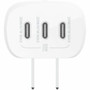 Belkin 67W Portable 3-Port USB-C Wall Charger - 3xUSB-C 67W Total - Fast Charging - Power Adapter - White - 67 W - White WCC002DQWH