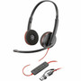 Poly Blackwire 3220 Stereo USB-C Black Headset  USB-CA Adapter Bulk - Stereo - USB Type C Mini-phone 35mm - Wired - 32 Ohm - - 8X2J9A6