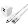 LAX Dual USB Wall Charger 24A 2x USB-A with 6ft Apple MFi Lightning Cable White CWLLMFI6WH