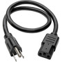 Tripp Lite 2ft Computer Power Cord Cable 5-15P to C13 Heavy Duty 15A 14AWG 2' - 220 V AC / 15 A - Black (P007-002)