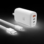 LAX Wall Charger USB PD 65W with International Plugs White PD65INT