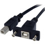 StarTechcom_1_ft_Panel_Mount_USB_Cable_B_to_B_-_FM_-_Type_B_Male_USB_-_Type_B_Female_USB_-_1ft_-_Black_USBPNLBFBM1