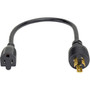 Tripp Lite 1ft Power Cord Adapter Cable 5-15P to 5-15R Heavy Duty 15A 14AWG 1 - 120 V AC  15 A - Black - 1 ft Cord Length - NEMA  P025-001