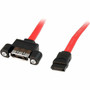 StarTechcom 1 ft eSATA Panel Mount Cable - FM - SATA for Hard Drive - 1ft - 1 Pack - 1 x Female eSATA - 1 x Male SATA - Red ESATAPNLFM1