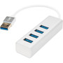 Rocstor 6 in Portable 4 Port SuperSpeed Mini USB 30 Hub - Aluminum Silver - USB - External - 4 USB Ports - 4 USB 30 Ports - PC Y10A216-S1
