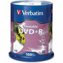 Verbatim DVDR 47GB 16X White Inkjet Printable - 100pk Spindle - 120mm - Printable 95145