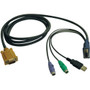 Tripp Lite P778-010 KVM Cable Adapter - 10 ft KVM Cable - HD-18 Male Keyboard/Video/Mouse - HD-15 Male VGA, Type A Male USB, Mini-DIN (Fleet Network)