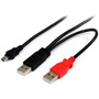 StarTech.com 1ft USB Y Cable for External Hard Drive - Type A Male USB - Mini Type B Male USB - 1ft - Black (Fleet Network)