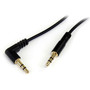 StarTech.com 1 ft Slim 3.5mm to Right Angle Stereo Audio Cable - M/M - Mini-phone Male Stereo Audio - Mini-phone Male Stereo Audio - - (Fleet Network)