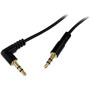 StarTech.com 6 ft Slim 3.5mm to Right Angle Stereo Audio Cable - M/M - Mini-phone Male Stereo Audio - Mini-phone Male Stereo Audio - - (Fleet Network)