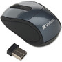 Verbatim Wireless Mini Travel Optical Mouse - Graphite - Optical - Wireless - Radio Frequency - Graphite - 1 Pack - USB - 1600 dpi - (Fleet Network)