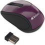 Verbatim Wireless Mini Travel Optical Mouse - Purple - Optical - Wireless - Radio Frequency - Purple - USB - 1600 dpi - Scroll Wheel (Fleet Network)