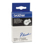 Brother P-touch TC201 Label Tape - Permanent Adhesive - 15/32" Width x 26 1/4 ft Length - Rectangle - White, Black - 1 Each (Fleet Network)