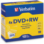 Verbatim DVD+RW 4.7GB 4X with Branded Surface - 10pk Jewel Case - 2 Hour Maximum Recording Time (Fleet Network)