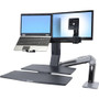 Ergotron WorkFit Multi Component Mount for Workstation, Notebook - Black - 1 Display(s) Supported24" Screen Support - 11 kg Load (97-617)